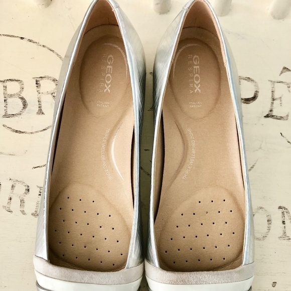 Geox, Respira, Metallic Silver,  Ballet Flats, Size, Eur 38, Great Condition - Picture 8 of 16